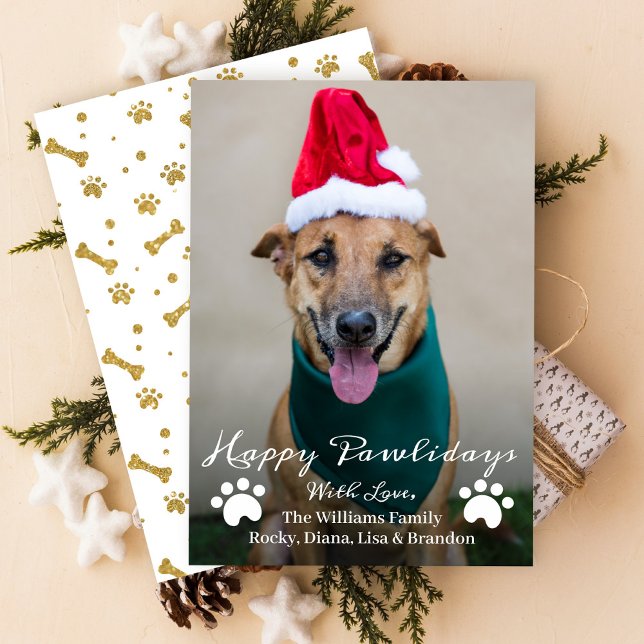 Cartes Pour Fêtes Annuelles Joyeux Pawlidays Pet Chien Chien Chien Chien Chien (Créateur téléchargé)