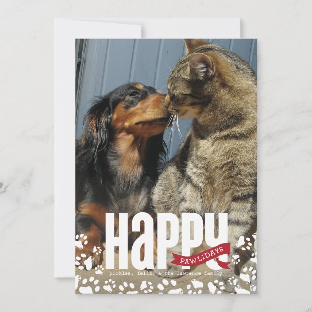 Cartes Pour Fêtes Annuelles Joyeux Pawlidays Pet Christmas Photo Card (Devant)