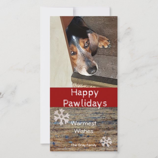 Cartes Pour Fêtes Annuelles Joyeux Pawlidays | Pet Photo Noël (Devant)