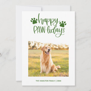 Cartes Pour Fêtes Annuelles Joyeux Pawlidays Photo de chien simple Noël