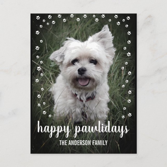 Cartes Pour Fêtes Annuelles Joyeux Pawlidays Photo Moderne Noël pour Chien (Devant)