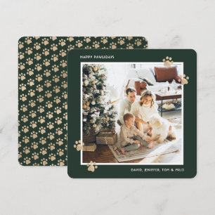Cartes Pour Fêtes Annuelles Joyeux Pawlidays photo Or Vert