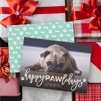 Cartes Pour Fêtes Annuelles Joyeux Pawlidays Pinceau Script Amoureux des chien