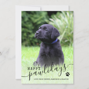 Cartes Pour Fêtes Annuelles Joyeux Pawlidays Puppy Photo moderne Pet Noël