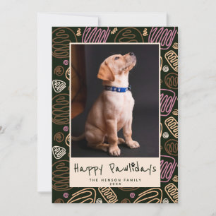 Cartes Pour Fêtes Annuelles Joyeux Pawlidays Rose Noir une ligne Pet Photo