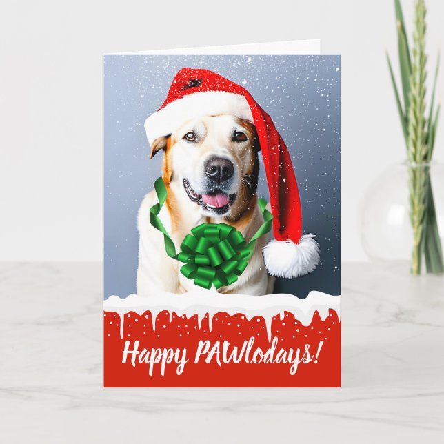 Cartes Pour Fêtes Annuelles Joyeux Pawlodays Chien de Noël dans la neige (Devant)