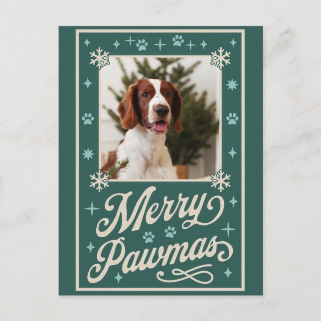 Cartes Pour Fêtes Annuelles Joyeux Pawmas Pet photo Noël (Devant)