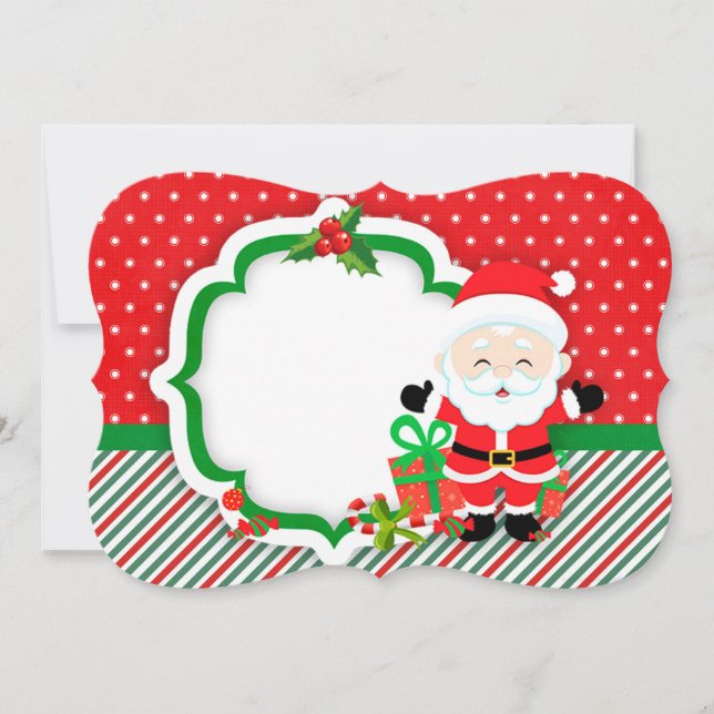 Cartes Pour Fêtes Annuelles Joyeux Père Noël avec cadeau (Devant)