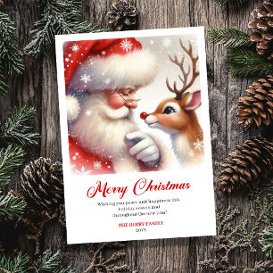 Cartes Pour Fêtes Annuelles Joyeux Père Noël avec Rudolph Douce Salutation de
