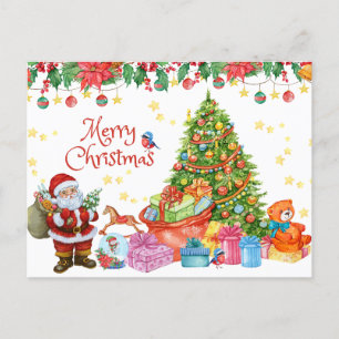 Cartes Pour Fêtes Annuelles Joyeux Père Noël de Noël avec cadeaux et arbre de 