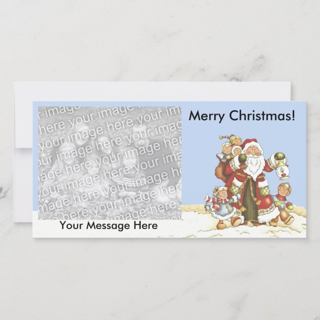 Cartes Pour Fêtes Annuelles Joyeux Père Noël de Noël Avec Enfants Lanterne À N (Devant)