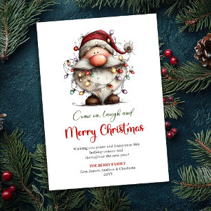 Cartes Pour Fêtes Annuelles Joyeux Père Noël Fantaisiste Classique Rouge Vert 