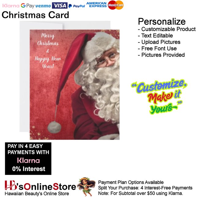 Cartes Pour Fêtes Annuelles Joyeux Père Noël rouge blanc Noël (Merry Jolly Santa Claus Red White Christmas Holiday Card 5.)