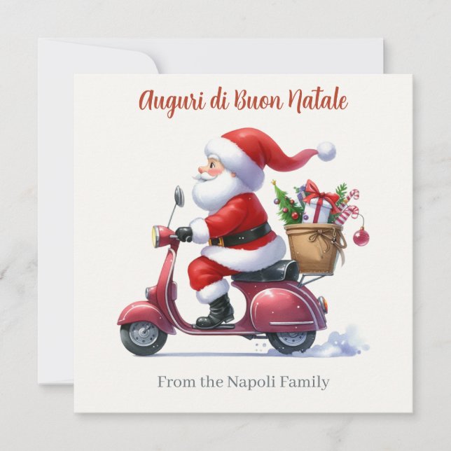 Cartes Pour Fêtes Annuelles Joyeux Père Noël Scooter Italie Noël (Devant)