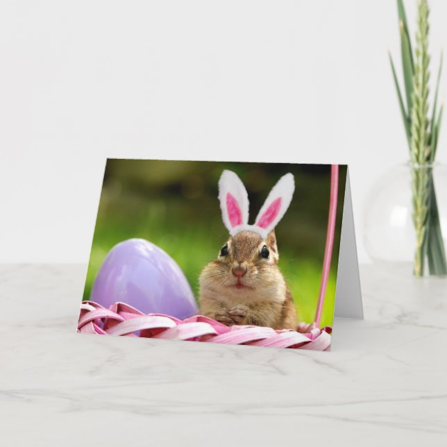 Cartes Pour Fêtes Annuelles Joyeux Petit Chipmunk de Pâques (Devant)