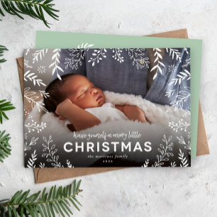 Cartes Pour Fêtes Annuelles Joyeux petit Noël Botanique Superposition Photo
