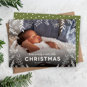 Cartes Pour Fêtes Annuelles Joyeux petit Noël Botanique Superposition Photo