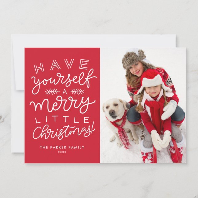 Cartes Pour Fêtes Annuelles Joyeux petit Noël photo rouge (Devant)