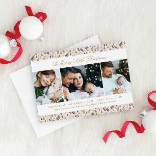 Cartes Pour Fêtes Annuelles Joyeux petit Noël rose florale Collage photo