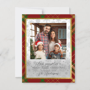 Cartes Pour Fêtes Annuelles Joyeux petit Noël   Tartan rouge et or