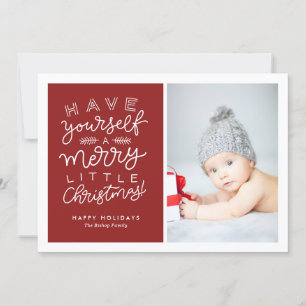 Cartes Pour Fêtes Annuelles Joyeux petit script de Noël rouge
