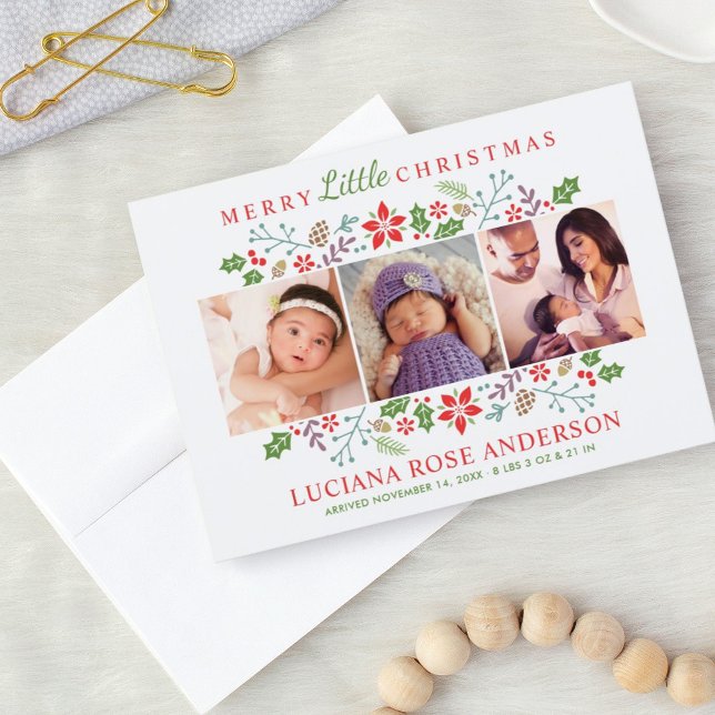 Cartes Pour Fêtes Annuelles Joyeux petits bébés de Noël Première photo Collage (Créateur téléchargé)