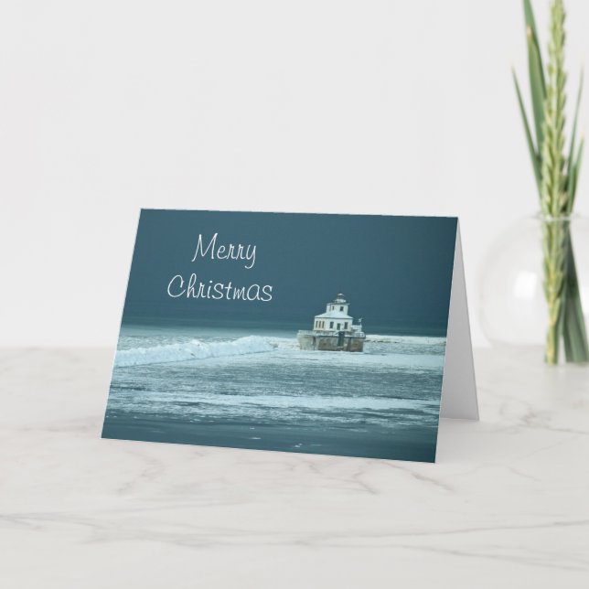 Cartes Pour Fêtes Annuelles Joyeux phare de Noël (Devant)