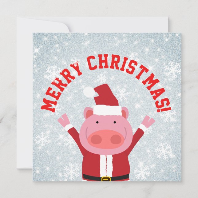 Cartes Pour Fêtes Annuelles Joyeux Piglet de Noël (Devant)