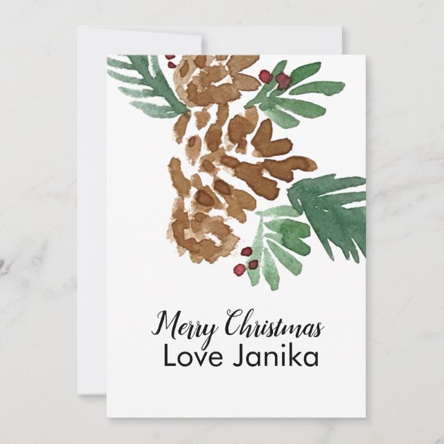 Cartes Pour Fêtes Annuelles Joyeux Pinecones Aquarelles de Noël (Devant)