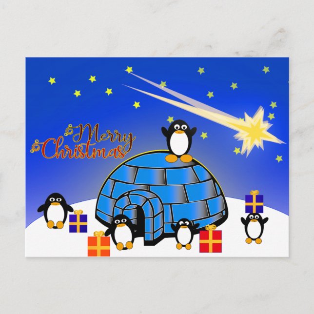 Cartes Pour Fêtes Annuelles Joyeux pingouin de Noël (Devant)