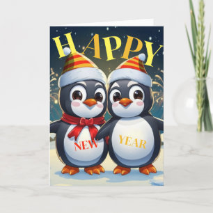 Cartes Pour Fêtes Annuelles Joyeux Pingouin du Nouvel An