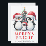 Cartes Pour Fêtes Annuelles Joyeux pingouins mignons blancs Noël rouge<br><div class="desc">Créez des cartes de Noël personnalisées sans photo avec un design festif qui comprend une famille de mignons pingouins en chapeaux rouges du Père Noël debout près d'un arbre de Noël. Un message joyeux et lumineux et un texte modèle pour les salutations, le nom de famille et une année sont...</div>