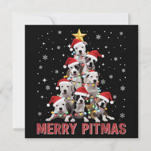 Cartes Pour Fêtes Annuelles Joyeux Pitmas Pitbull Arbre Chien Noël Moche