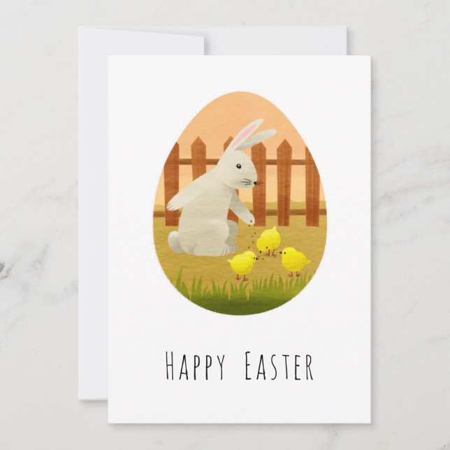 Cartes Pour Fêtes Annuelles Joyeux Poussins de lapin de Pâques (Devant)