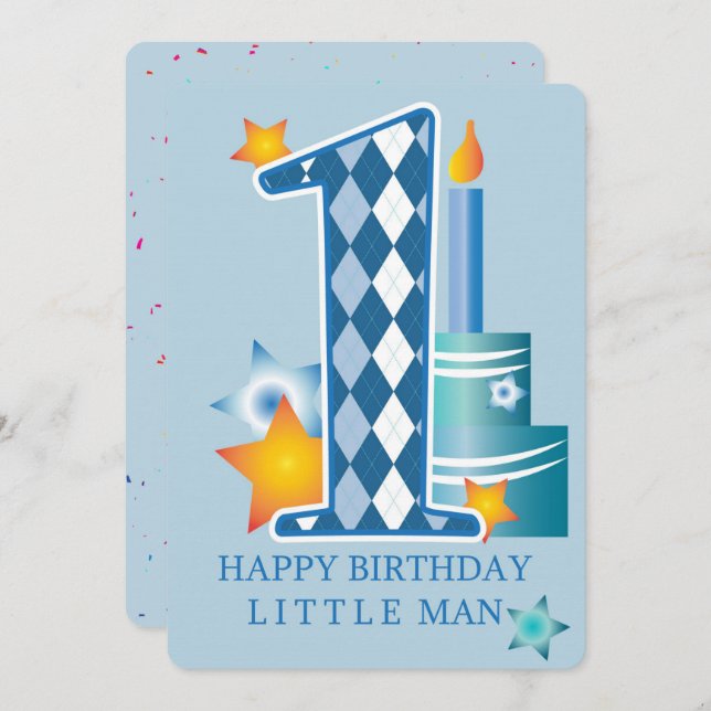 Cartes Pour Fêtes Annuelles Joyeux premier anniversaire (Devant / Derrière)