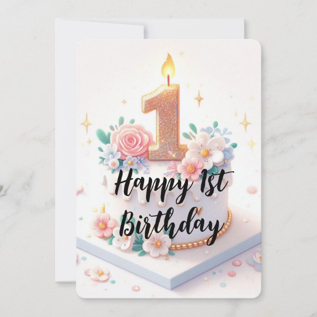 Cartes Pour Fêtes Annuelles Joyeux premier anniversaire (Devant)