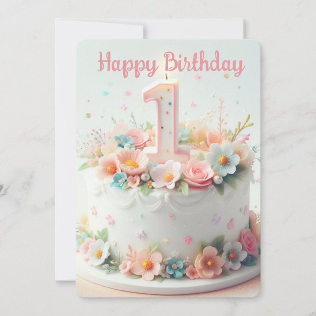 Cartes Pour Fêtes Annuelles Joyeux premier anniversaire (Devant)