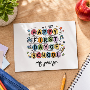 Cartes Pour Fêtes Annuelles Joyeux Premier Jour d'École Nom Personnalisé