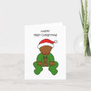 Cartes Pour Fêtes Annuelles Joyeux premier Noël Africain Américain bébé