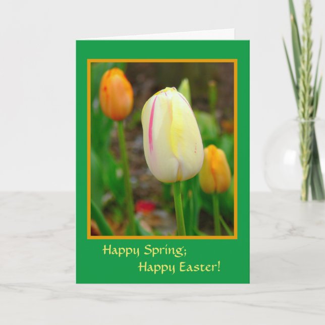 Cartes Pour Fêtes Annuelles Joyeux printemps; Joyeux Pâques ! TULIPS DE PRINTE (Devant)