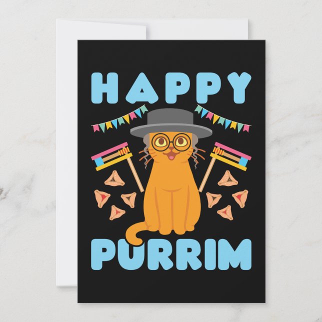 Cartes Pour Fêtes Annuelles Joyeux Purrim Purim Chat Fête juive (Devant)