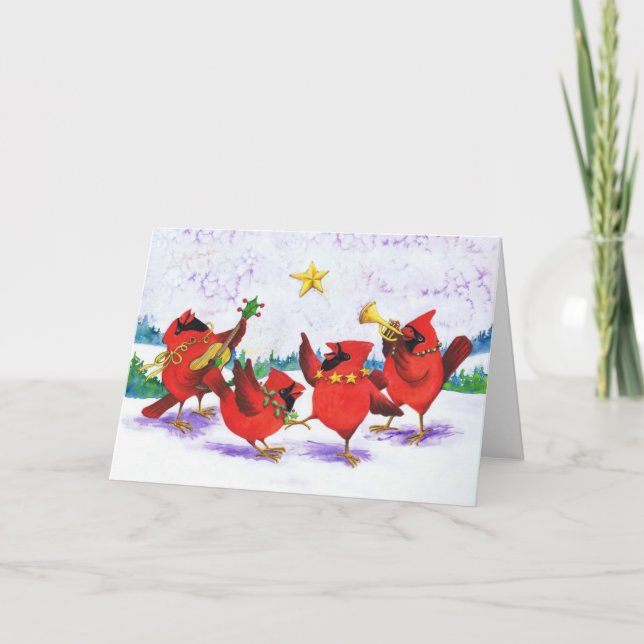 Cartes Pour Fêtes Annuelles Joyeux quartet cardinal de Noël ! (Devant)