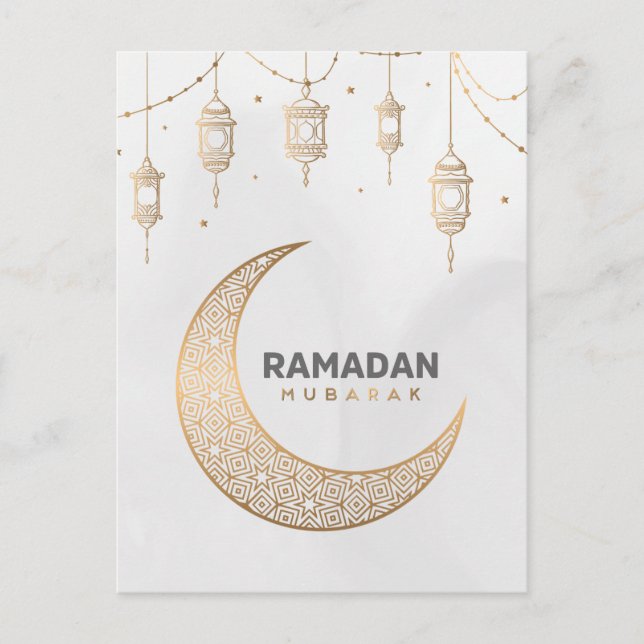 Cartes Pour Fêtes Annuelles Joyeux Ramadan Moubarak | Ramadan Kareem Gold Musu (Devant)