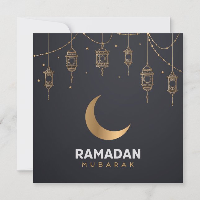 Cartes Pour Fêtes Annuelles Joyeux Ramadan Moubarak | Ramadan Kareem Gold Musu (Devant)