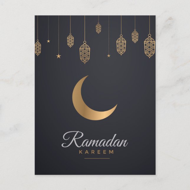 Cartes Pour Fêtes Annuelles Joyeux Ramadan Moubarak | Ramadan Kareem Gold Musu (Devant)