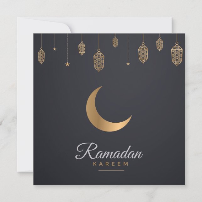 Cartes Pour Fêtes Annuelles Joyeux Ramadan Moubarak | Ramadan Kareem Gold Musu (Devant)