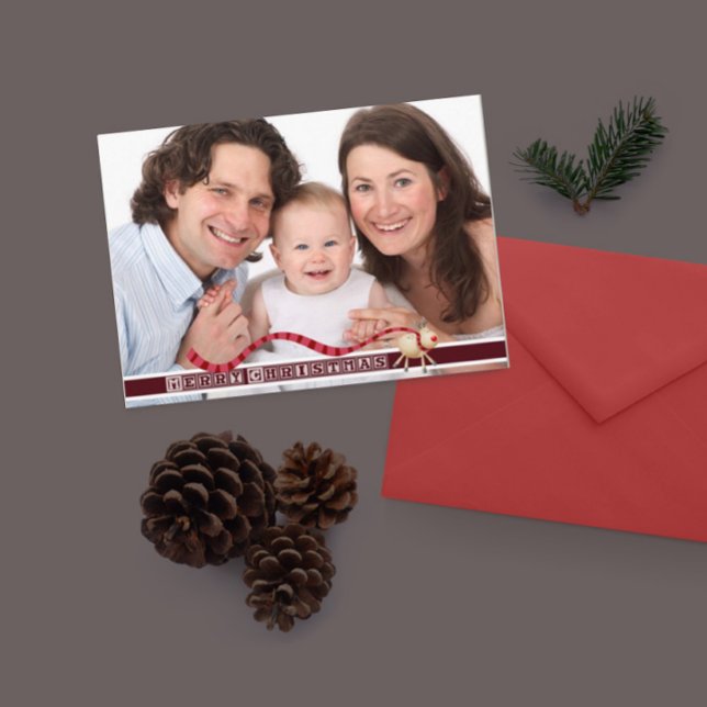 Cartes Pour Fêtes Annuelles Joyeux rennes de Noël & bloc texte avec photo (Créateur téléchargé)