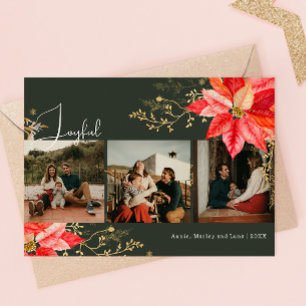 Cartes Pour Fêtes Annuelles Joyeux rose d'hiver Trois vacances de Noël