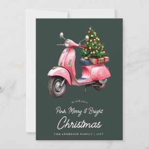 Cartes Pour Fêtes Annuelles Joyeux rose Noël italien vespa vintage
