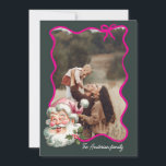 Cartes Pour Fêtes Annuelles Joyeux rose Noël Père Noël retro Photo<br><div class="desc">Carte vintage Pink Holiday avec une aquarelle souriante Père Noël avec votre photo personnalisée. Modifiez vos souhaits personnalisés au verso de la carte.</div>